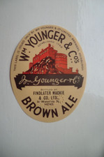 MINT WM YOUNGER EDINBURGH BROWN ALE BOTTLED BY FINDLATER HOVE BREWERY BEER LABEL