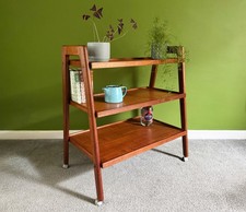 3 Tier Teak Drinks / Serving Trolley, Danish Mid Century Vintage, Bar Cart
