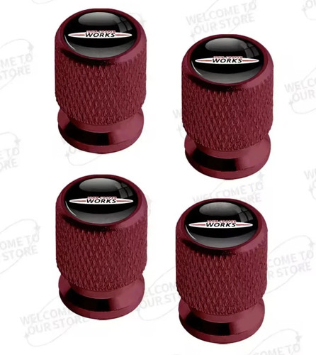 Red metal tyre valve - metal,