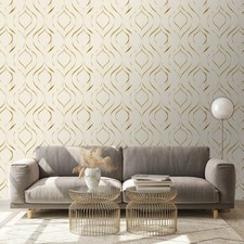 Cream Gold Geometric Wallpaper