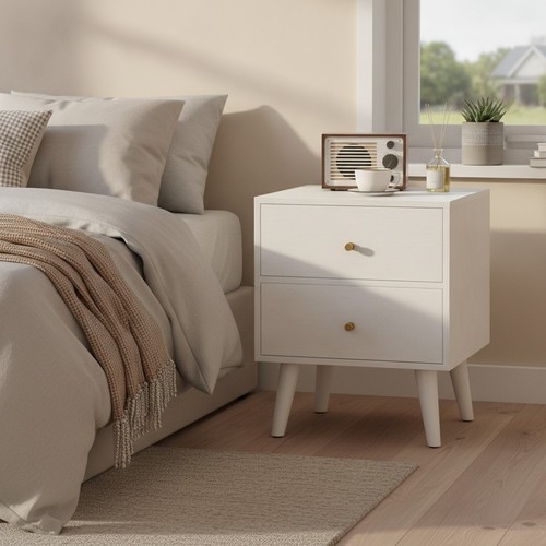 White bedside table with - table,