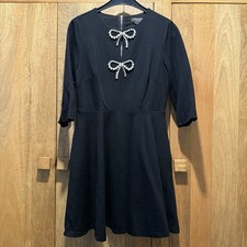 Kate Spade Dress Size S Black Skater Dress Pearl Bow Little Black Dress Party