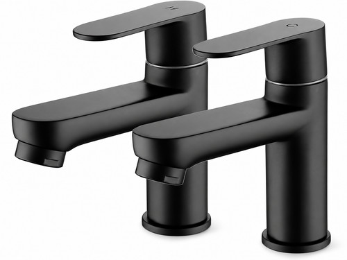 Matt black basin pillar taps - matt,