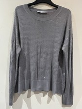 Zara Sparkly Sequinned Fine Knit Grey Top Fit 14 New Without Tags