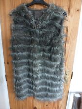 ZARA GREY MULTI  FAKE LONG FUR  BODYWARMER GILET    EUR M
