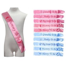 BABY SHOWER SASH MUMMY AUNTY SISTER NANNY, GRANDMA TO BE Baby Boy Girl party 