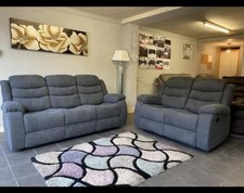 Roma | Grey | Fabric Recliner Sofa 3+2 Seater With Cup Holders | SPECIAL OFFER