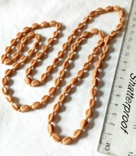 Vtg flapper style light brown Toffee Colour glass bead necklace 96cm long A489