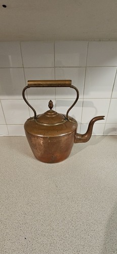Large antique copper kettle - antique,