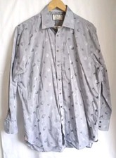 Thomas Pink Grey Shirt Classic Fit Double Circle Repeat Pattern Size 16.5" Large
