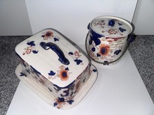 Keeling & Co Losal Ware Antique Cheese Dish And Matching Biscuit Barrell C.1920