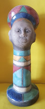 Stunning Rare Handmade Signed South African Raku Pottery Xhosa/Zulu Lady