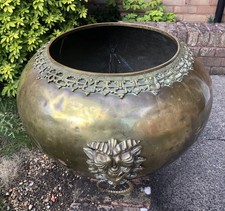Antique brass jardiniere - VERY LARGE 21 ins  x 15 ins (54cms X 38cms)  6.35 Kgs