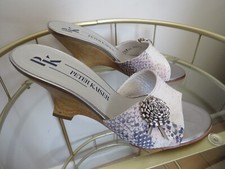 PETER KAISER LEATHER WEDGE HEEL MULES SIZE 7 'RELLO' PERLA ROCCA CORFU