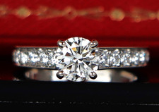 $11,200 Cartier Paved 1895 Platinum 0.73ct H VS2 Round Diamond Engagement Ring
