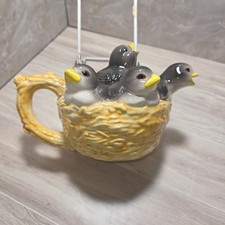 Bob Hersey Pots Of Fun Chick-a-tea Teapot Baby Bird Chicks Blackbirds Crow Nest