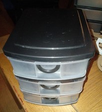 2 X Mini Drawers  Organiser Craft Black Plastic Drawers.
