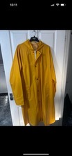 Vintage Guy Cotton full length PVC raincoat hood elastic cuffs zip up men’s L