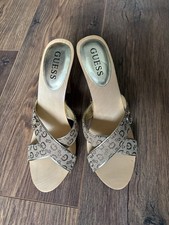 GUESS Wooden High Heel Mules