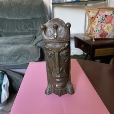 VINTAGE MID CENTURY FAUX BRONZE KING HEAD BOOKEND? LARGE HEAVY