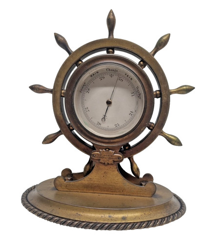 Ships wheel aneroid barometer - wheel,