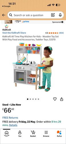 Wooden play kitchen with - play,