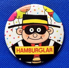 McDonalds  Hamburglar Promo Pin Badge Advertising Food Burger Milkshake UK 