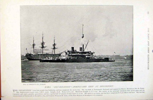 Old antique print navy - old,