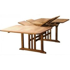 1.1m x 1.9m-2.7m Teak Rectangular Double Extending Outdoor Dining Table