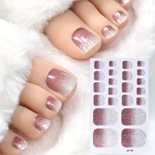 Nail Art Sparkling Spring Summer Toe Nail Wraps Full Cover Polish Stickers JF18
