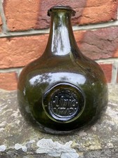 Rare Scottish Or English Half Sized Onion Sealed And Dated Wine Bottle Date 1718