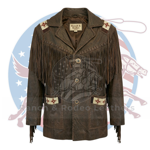 Mens vintage brown fringe - brown,