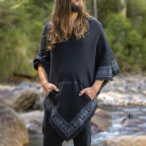 Men loose hooded poncho - men, cape