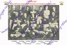 WALES INTERNATIONAL RUGBY TEAM PHOTOGRAPH 1881 v ENGLAND - THE FIRST WELSH TEAM