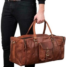 Bag Leather Travel Weekend Gym Men Luggage Duffle Holdall Overnight Genuine New