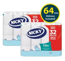Nicky Elite Toilet Tissue 3 Ply 64 Rolls Lotion & Fragrance Ultra Soft & Strong
