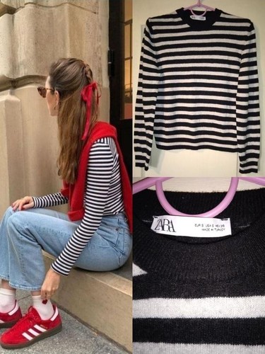 Zara black white striped - zara,
