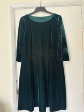 Marks And Spencer Bottle Green Winter Velvet Dress Size 14