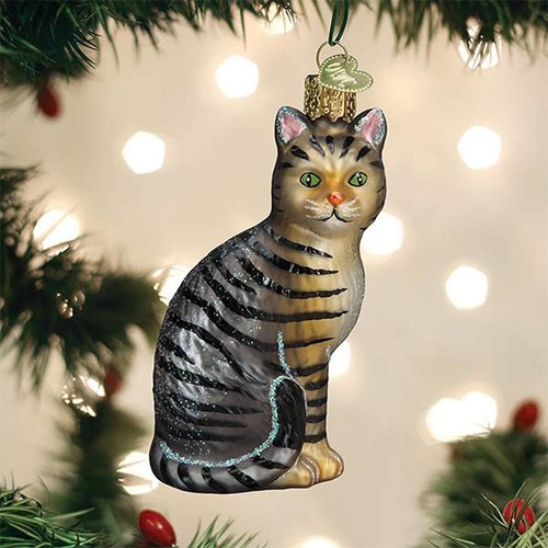 Old world christmas tabby cat - old,