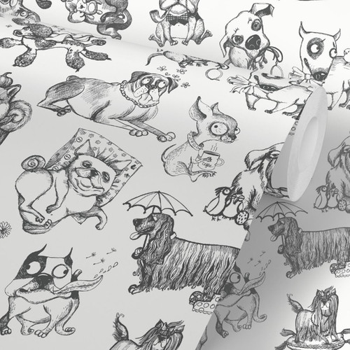Black white dog - black, fun