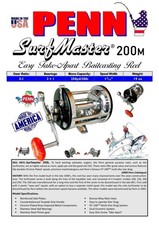 Penn Surfmaster 200M Conventional Chromed Spool Baitcasting Reel *American Made*
