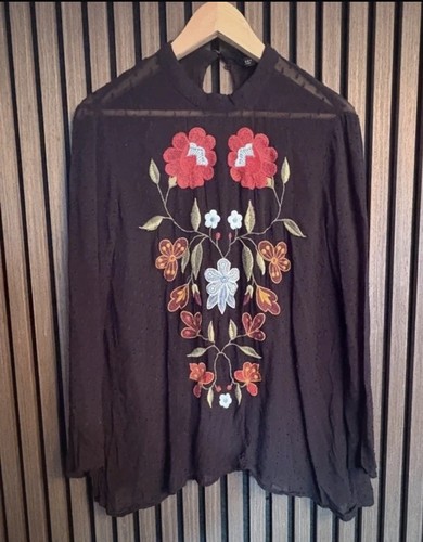 Zara black embroidered - embroidered, mesh