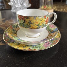 Paragon China Star ‘Springtime’ Pattern Tea Cup, Saucer And Side Plate Trio