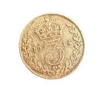 1914 SILVER THREEPENCE KING GEORGE V COIN BRITISH COLLECTION UK CURRENCY