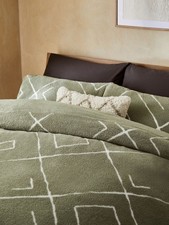 Sage Green Printed Fleece Duvet Cover and Pillowcase Set Single size Next