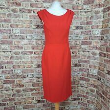 Goat Dress Red 12 Fitted Pencil Below Knee Length Straight 100% Wool Made in UK