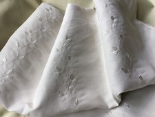 Ian Mankin fabric Remnant  union leaf by meter NATURAL embroidered