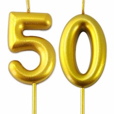 Gold Number 50 Candle 50th