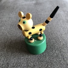 Thumb Push Puppet Leopard Wood