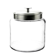 Anchor Hocking Montana Jar with Brushed Metal Lid Storage Container Glass Clear